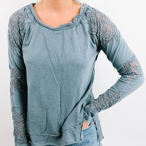 Free People Lace Long Sleeve Top